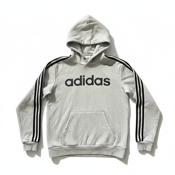 adidas Other - Adidas Mens Small Gray Hoodie Sweatshirt With Logo & Stripes